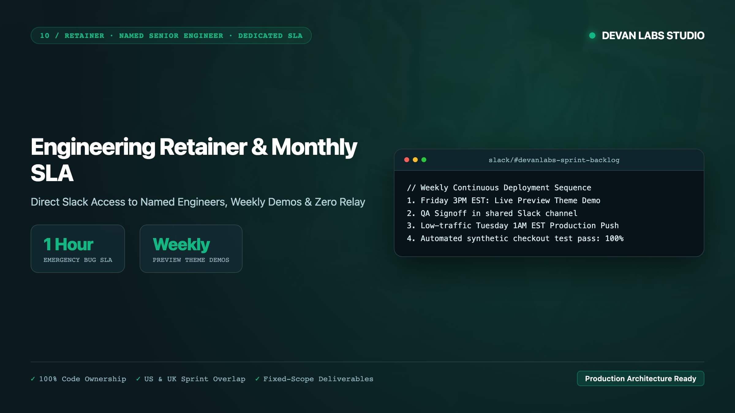 Maintenance retainer & dedicated SLA